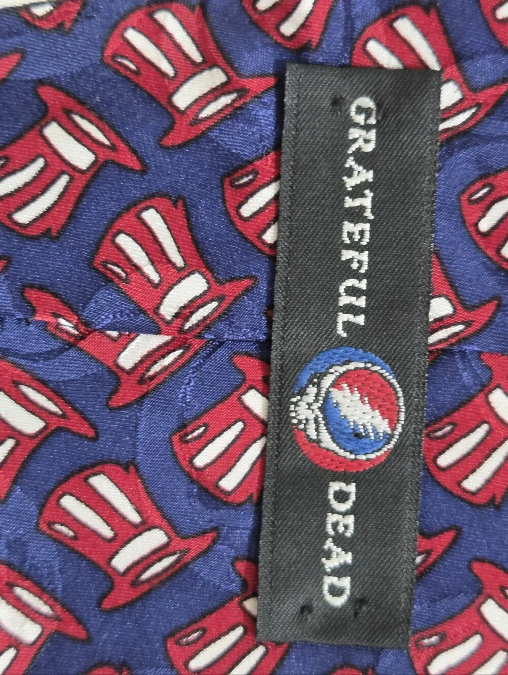 Grateful Dead Navy Blue Tie with Red and White Motif